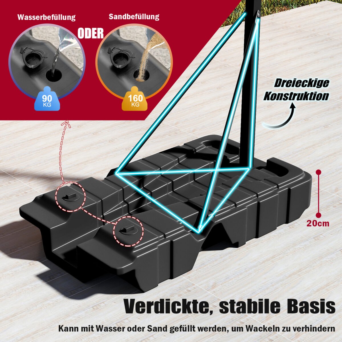 Reguliuojamo aukščio mobilus krepšinio stovas su ratukais (Juoda) – Paveikslėlis 4