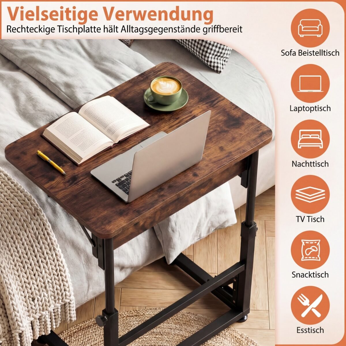 Reguliuojamo aukščio sulankstomas C formos staliukas (Kaimiška ruda) – Paveikslėlis 5