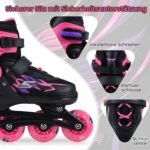 Reguliuojamos vaikiškos riedučiai-pačiūžos su šviečiančiais ratais EU 38-41 (Rožinė) – Paveikslėlis 4