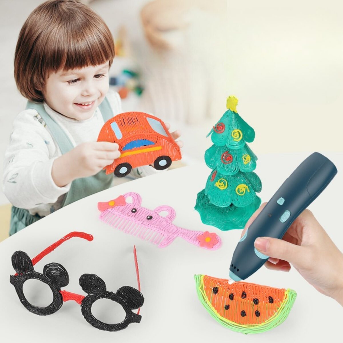 Saugus 3D rašiklis modeliavimui su filamentais ir trafaretais – Paveikslėlis 2