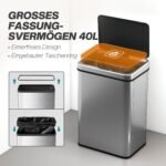Sensorinė šiukšliadėžė iš nerūdijančio plieno 40L – Paveikslėlis 5
