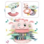 Sensorinis neišverčiamukas bitutės formos muzikinis barškutis-kramtukas