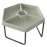 Šešiakampis sensorinis staliukas su 3 skyreliais ir reguliuojamu aukščiu