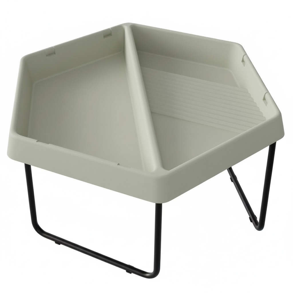 Šešiakampis smėlio ir vandens žaidimų staliukas su reguliuojamu stovu