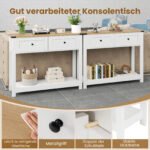 Siauras konsolinis staliukas su dviem stalčiais ir atvira lentyna (Balta) – Paveikslėlis 4