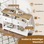 Siauras konsolinis staliukas su dviem stalčiais ir atvira lentyna (Balta) – Paveikslėlis 5