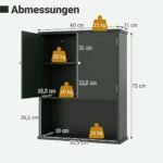 Sieninė vonios spintelė su 2 durelėmis ir reguliuojama lentyna (Žalia) – Paveikslėlis 2