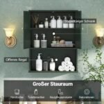 Sieninė vonios spintelė su 2 durelėmis ir reguliuojama lentyna (Žalia) – Paveikslėlis 4