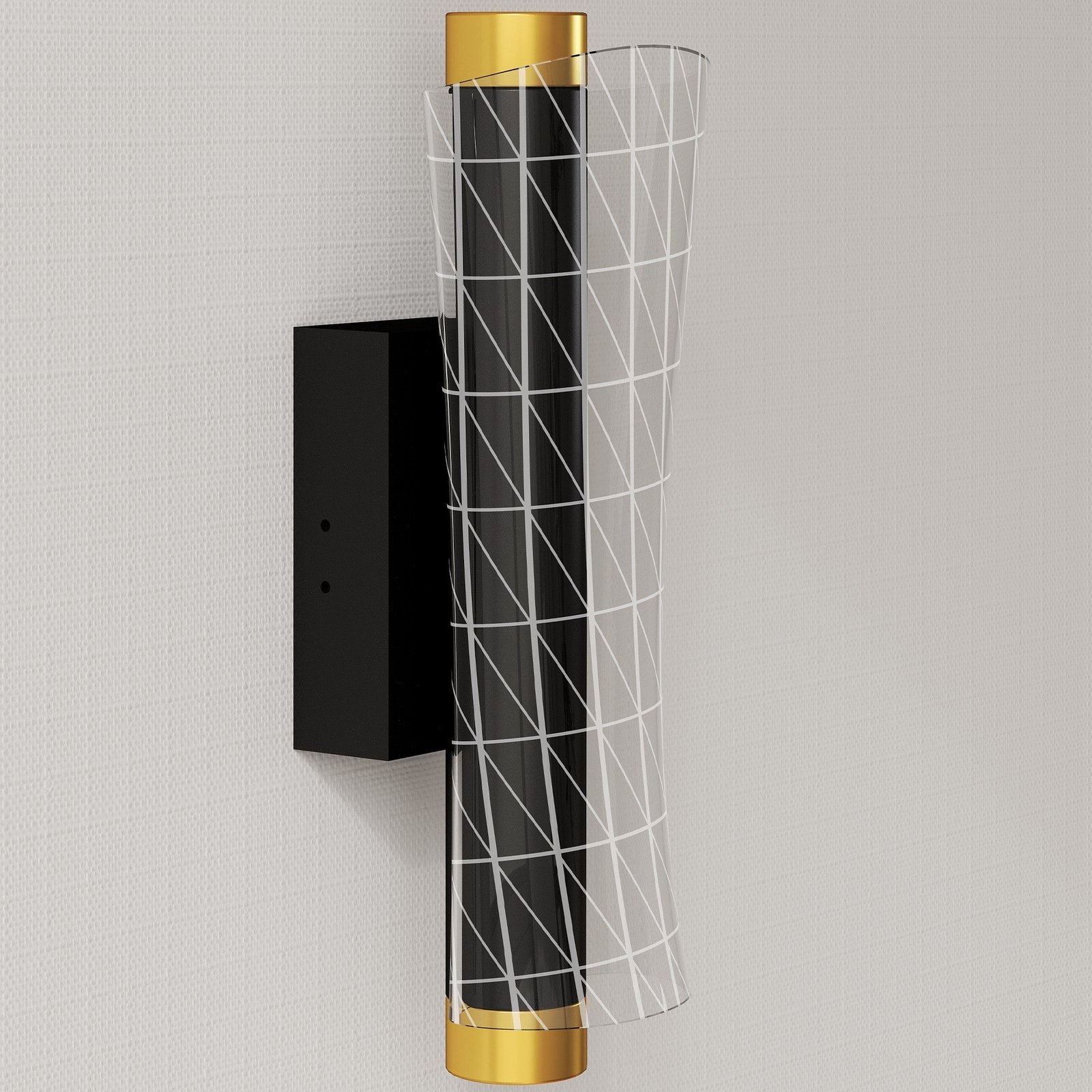 Sieninis šviestuvas su geometrinio tinklelio dizainu ir trimis šviesos spalvų režimais