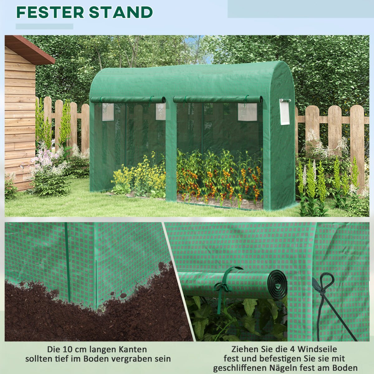 Šiltnamis su plieniniu rėmu, 4 langais ir dvejomis durimis, 300x100x200 cm – Paveikslėlis 6