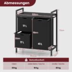Skalbinių rūšiuoklis su 3 išimamais krepšiais ir lentyna (Juoda) – Paveikslėlis 2