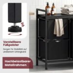 Skalbinių rūšiuoklis su 3 išimamais krepšiais ir lentyna (Juoda) – Paveikslėlis 5