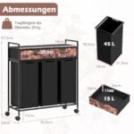 Skalbinių rūšiuotuvas su 3 skyriais ir 2 stalčiais ant ratukų (Ruda + Juoda) – Paveikslėlis 2