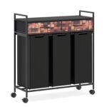 Skalbinių rūšiuotuvas su 3 skyriais ir 2 stalčiais ant ratukų (Ruda + Juoda)