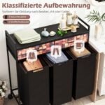 Skalbinių rūšiuotuvas su 3 skyriais ir 2 stalčiais ant ratukų (Ruda + Juoda) – Paveikslėlis 3