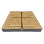 Smėlio dėžė su suoliukais-dangčiu, 150x150 cm, pilkšvai ruda – Paveikslėlis 5