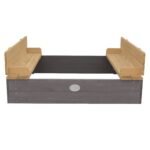 Smėlio dėžė su suoliukais, pilkai ruda, 100x95 cm – Paveikslėlis 4