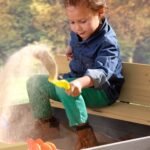 Smėlio dėžė su suoliukais, pilkai ruda, 100x95 cm – Paveikslėlis 8