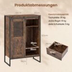 Šoninė spintelė su stumdomomis durimis ir 5 stalčiais (Kaimiška ruda) – Paveikslėlis 2