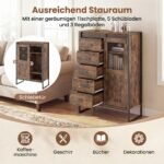 Šoninė spintelė su stumdomomis durimis ir 5 stalčiais (Kaimiška ruda) – Paveikslėlis 3