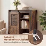 Šoninė spintelė su stumdomomis durimis ir 5 stalčiais (Kaimiška ruda) – Paveikslėlis 5