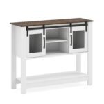 Šoninė spintelė su stumdomomis durimis ir reguliuojamomis lentynomis (Balta)