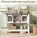 Šoninė spintelė su stumdomomis durimis ir reguliuojamomis lentynomis (Balta) – Paveikslėlis 3