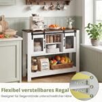 Šoninė spintelė su stumdomomis durimis ir reguliuojamomis lentynomis (Balta) – Paveikslėlis 2