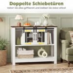 Šoninė spintelė su stumdomomis durimis ir reguliuojamomis lentynomis (Balta) – Paveikslėlis 4