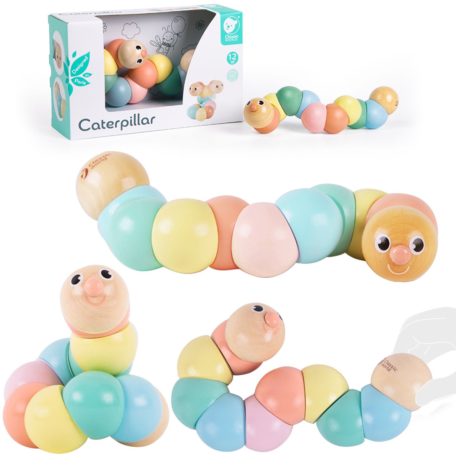 Spalvotas medinis lankstomas vikšras