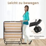 Sudedama lova su atminties putų čiužiniu ir ratukais (Juoda) – Paveikslėlis 3