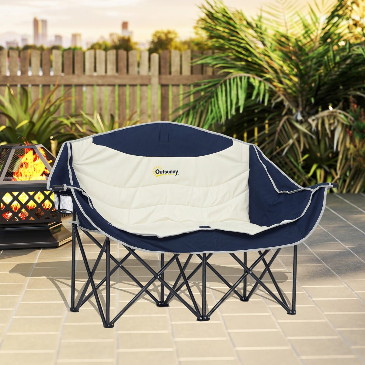 Sulankstoma dvivietė kempingo kėdė su gėrimų laikikliais – Paveikslėlis 8