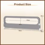 Sulankstoma ir reguliuojama apsauginė lovos tvorelė kūdikiams 120 cm (Pilka) – Paveikslėlis 2