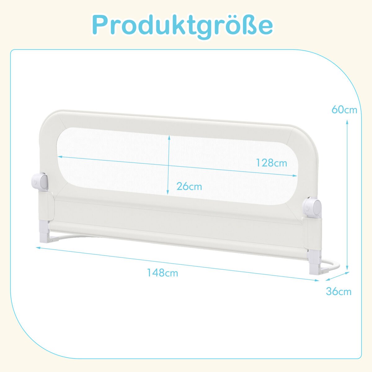 Sulankstoma ir reguliuojama lovos apsauga mažiems vaikams 148 cm (Balta) – Paveikslėlis 2