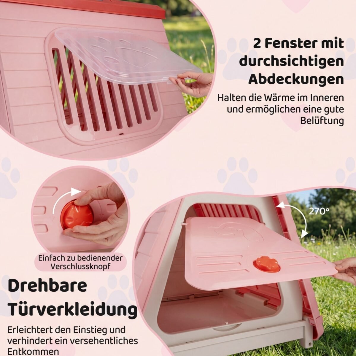 Sulankstoma ir vandeniui atspari šuns būda (Rožinė) – Paveikslėlis 4