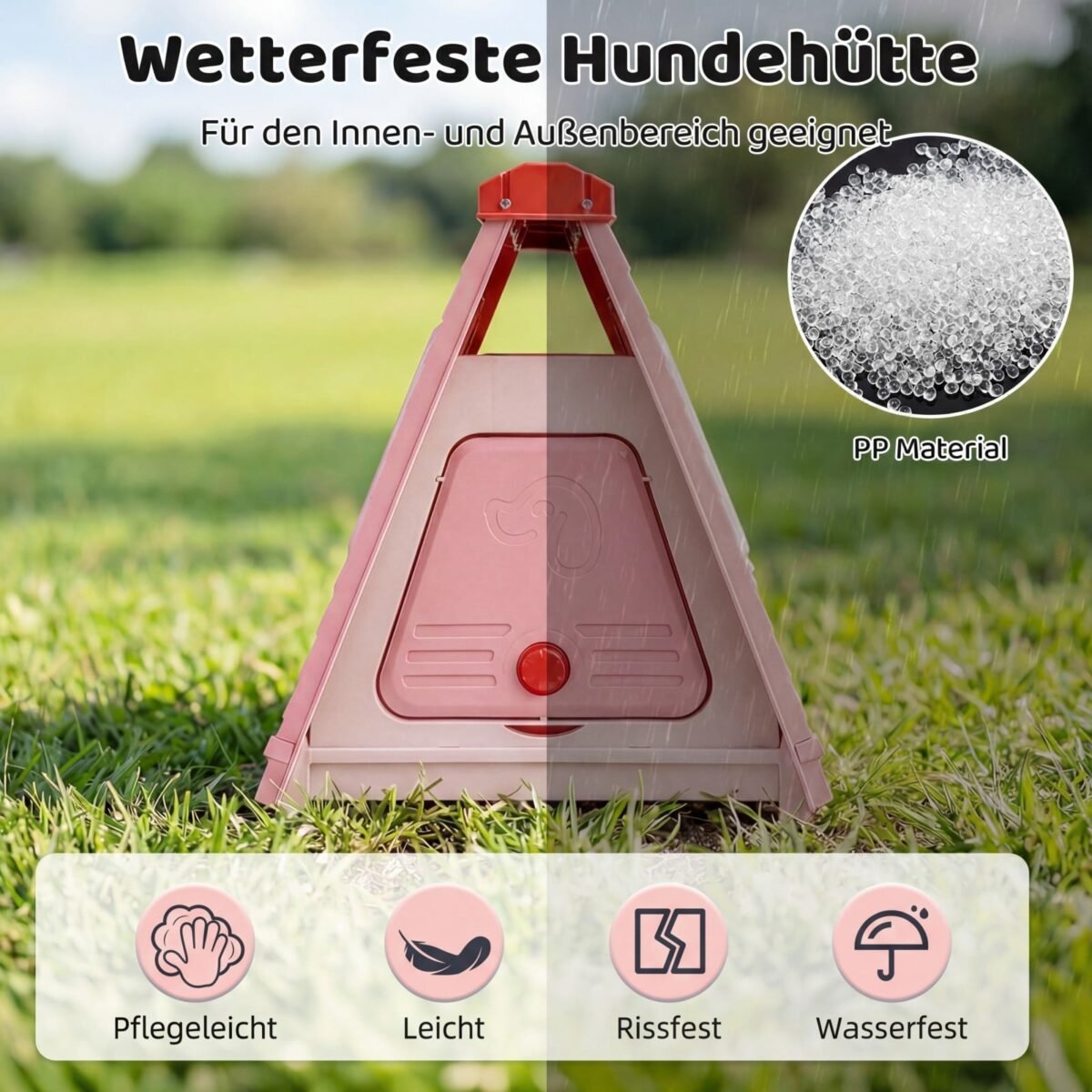 Sulankstoma ir vandeniui atspari šuns būda (Rožinė) – Paveikslėlis 5