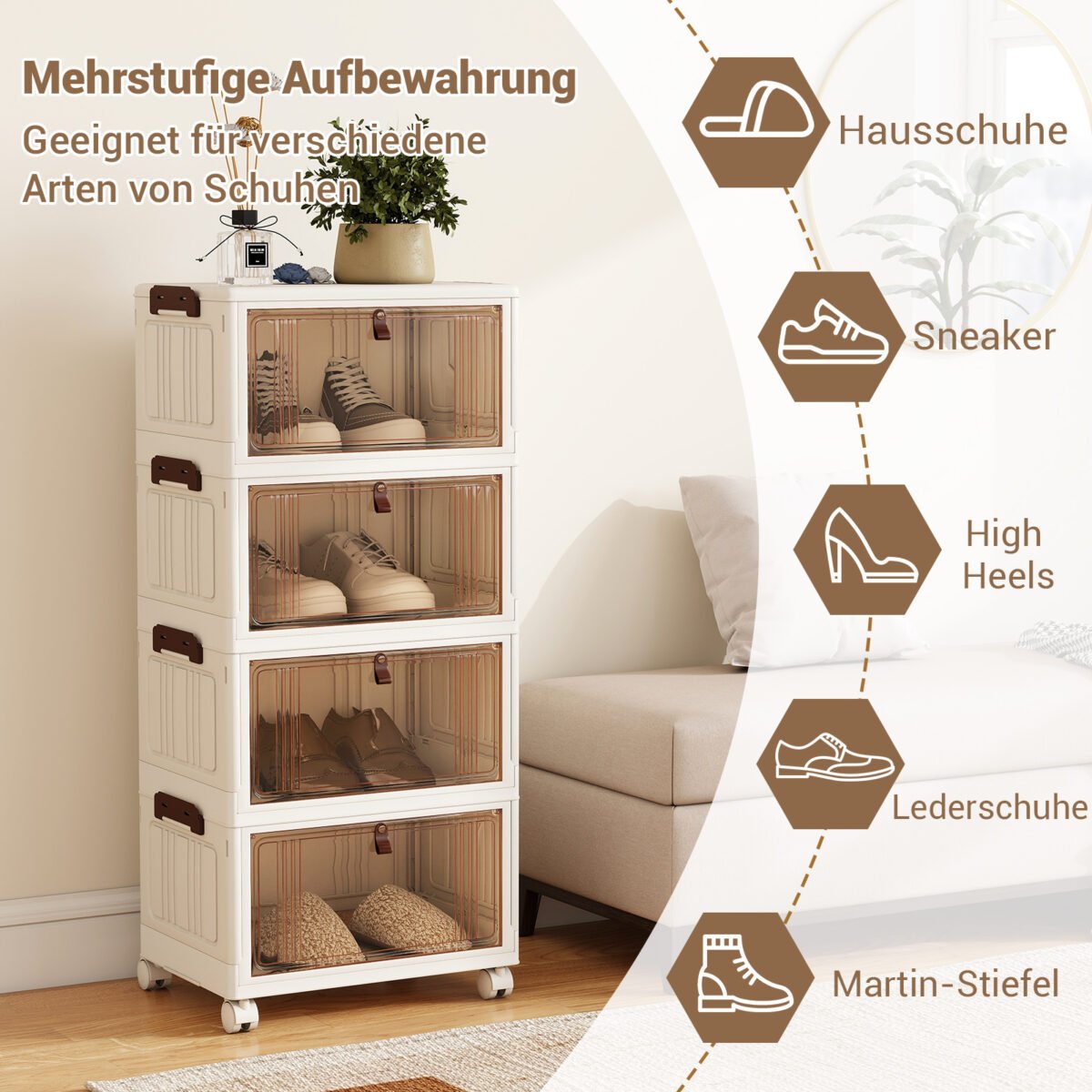 Sulankstoma keturpakopė batų dėžė su dangčiu (Balta)