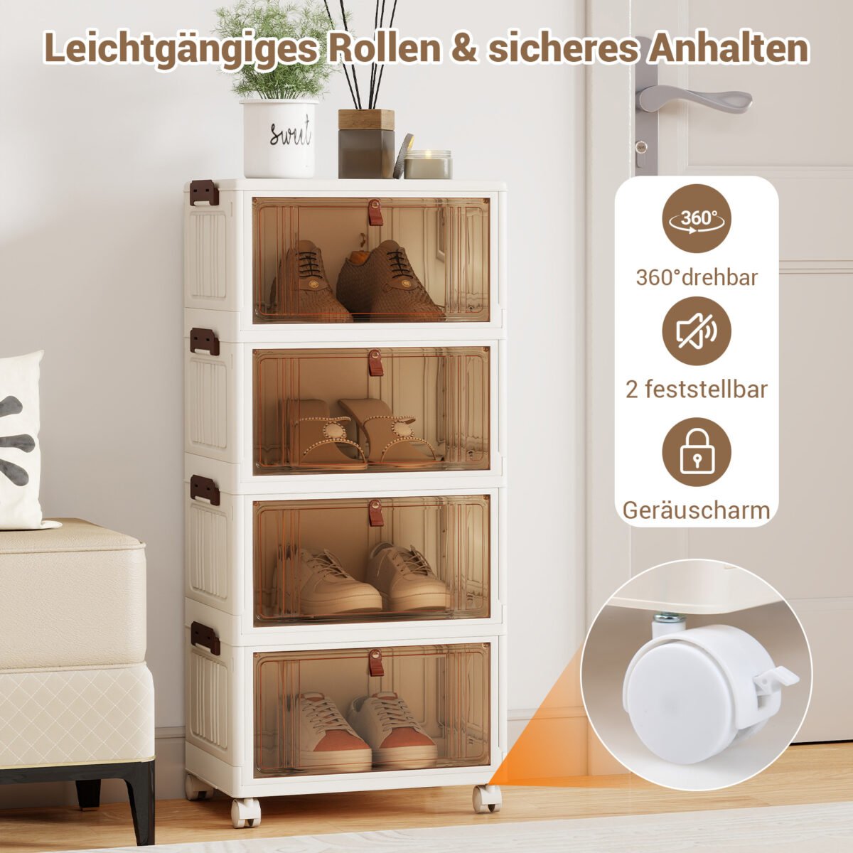 Sulankstoma keturpakopė batų dėžė su dangčiu (Balta) – Paveikslėlis 3