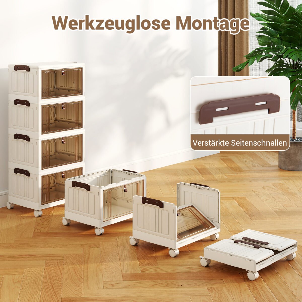 Sulankstoma keturpakopė batų dėžė su dangčiu (Balta) – Paveikslėlis 4