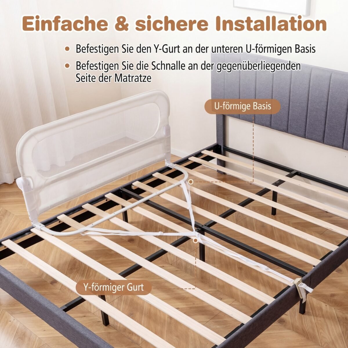 Sulankstoma kūdikių lovos apsauga su nuimamu užvalkalu (Balta) – Paveikslėlis 3