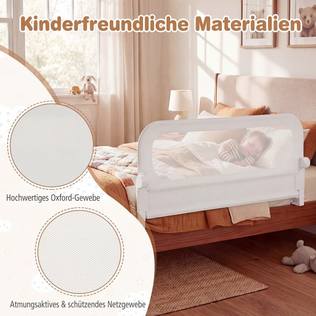 Sulankstoma kūdikių lovos apsauga su nuimamu užvalkalu (Balta) – Paveikslėlis 4