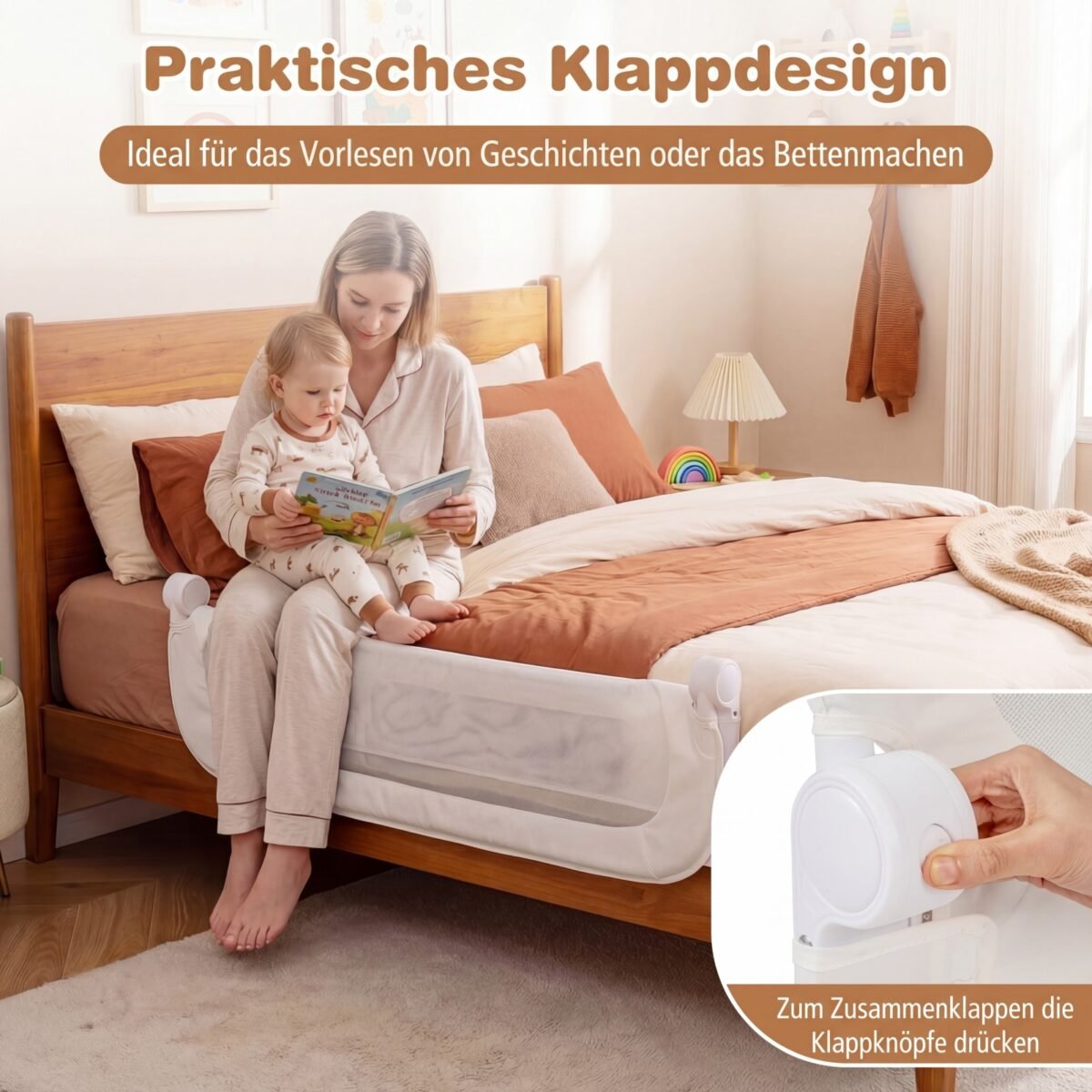 Sulankstoma kūdikių lovos apsauga su nuimamu užvalkalu (Balta) – Paveikslėlis 5