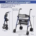 Sulankstoma lengva vaikštynė su sėdyne ir reguliuojama aukščiu (Juoda) – Paveikslėlis 2