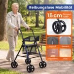 Sulankstoma lengva vaikštynė su sėdyne ir reguliuojama aukščiu (Juoda) – Paveikslėlis 5