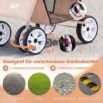 Sulankstomas augintinių vežimėlis su visureigiais ratais (Smėlio spalva)