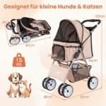 Sulankstomas augintinių vežimėlis su visureigiais ratais (Smėlio spalva) – Paveikslėlis 5