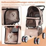 Sulankstomas augintinių vežimėlis su visureigiais ratais (Smėlio spalva) – Paveikslėlis 2