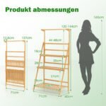 Sulankstomas gėlių stovas su 3 pakopomis ir reguliuojamu kabinimo strypu (Natūrali) – Paveikslėlis 2