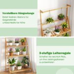 Sulankstomas gėlių stovas su 3 pakopomis ir reguliuojamu kabinimo strypu (Natūrali) – Paveikslėlis 4