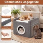 Sulankstomas dviaukštis kačių namelis su sizalio draskykle (Pilka) – Paveikslėlis 4